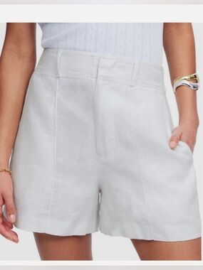 Madewell White High-Waist Linen Blend Shorts